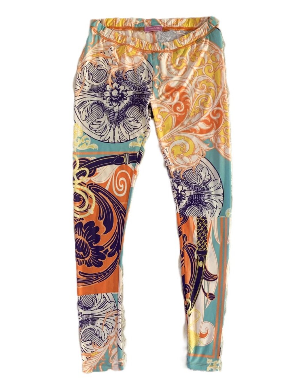 Phard Italian Fashion Festival Leggings Psychedelic Print Low Rise Size M/L Y2K